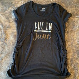 Motherhood Maternity Tee “Due in June” Black Size M